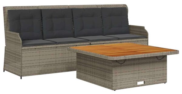VidaXL 3 részes szürke polyrattan kerti ülőgarnitúra párnákkal