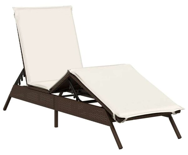 VidaXL Napozóágy - 2 db - Barna Polyrattan - Párnával