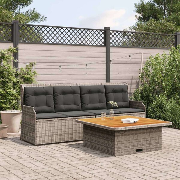 VidaXL 3 részes szürke polyrattan kerti ülőgarnitúra párnákkal