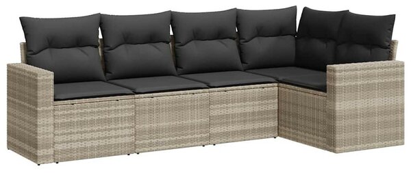 VidaXL Polyrattan Kerti Ülőgarnitúra - 5 részes - Világosszürke