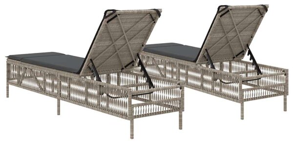 VidaXL - Polyrattan Napozóágy - 2 db - Világosszürke