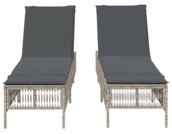 VidaXL - Polyrattan Napozóágy - 2 db - Világosszürke