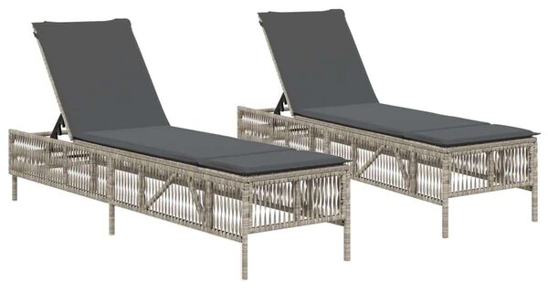 VidaXL - Polyrattan Napozóágy - 2 db - Világosszürke