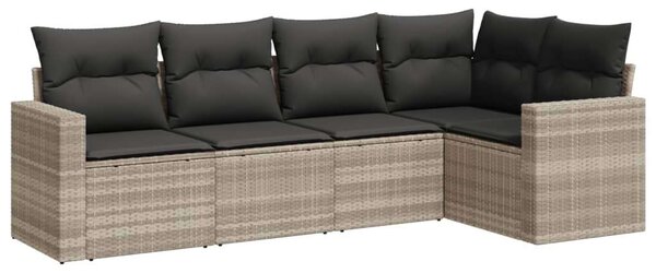 VidaXL Polyrattan Kerti Ülőgarnitúra - 5 részes - Világosszürke
