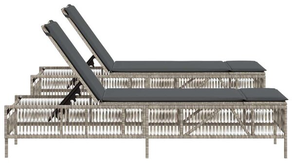 VidaXL - Polyrattan Napozóágy - 2 db - Világosszürke