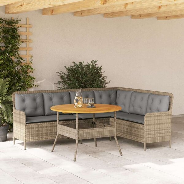 VidaXL Polyrattan Kerti Ülőgarnitúra - L-alakú - Bézs