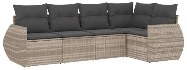 VidaXL Polyrattan Kerti Ülőgarnitúra - 5 részes - Világosszürke