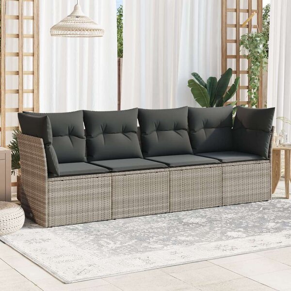 VidaXL Polyrattan Kerti Ülőgarnitúra - 4 részes - Világosszürke