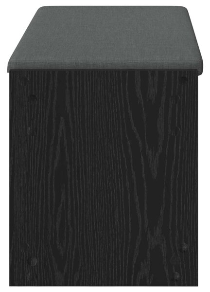Előtér pad párnával polcokkal Fekete tölgy 103 x 38 x 45 cm
