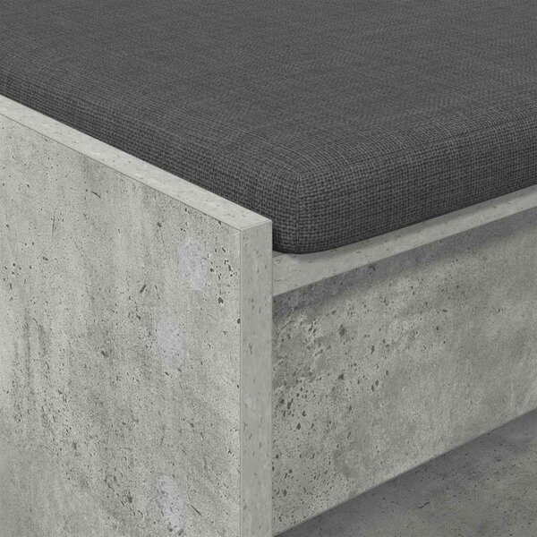 Előtér pad párnával polcokkal Beton Szürke 103 x 38 x 45 cm