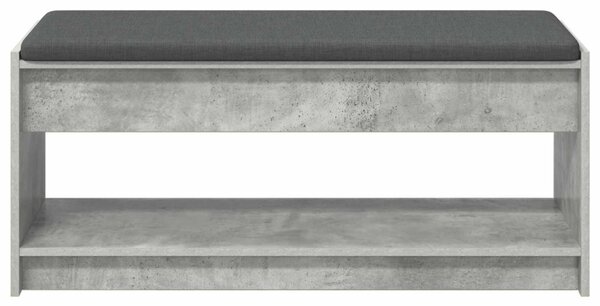 Előtér pad párnával polcokkal Beton Szürke 103 x 38 x 45 cm
