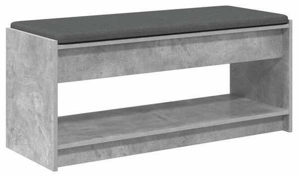 Előtér pad párnával polcokkal Beton Szürke 103 x 38 x 45 cm