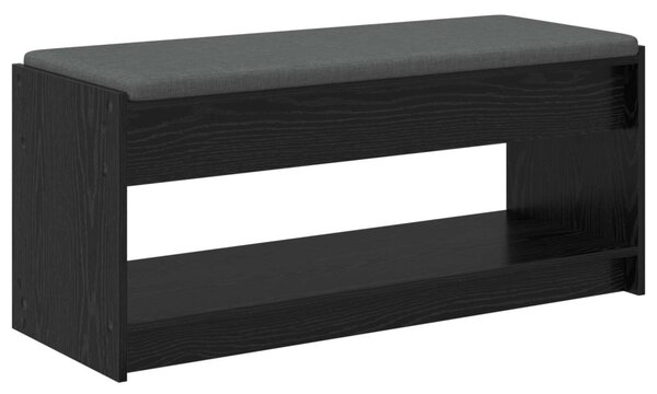 Előtér pad párnával polcokkal Fekete tölgy 103 x 38 x 45 cm