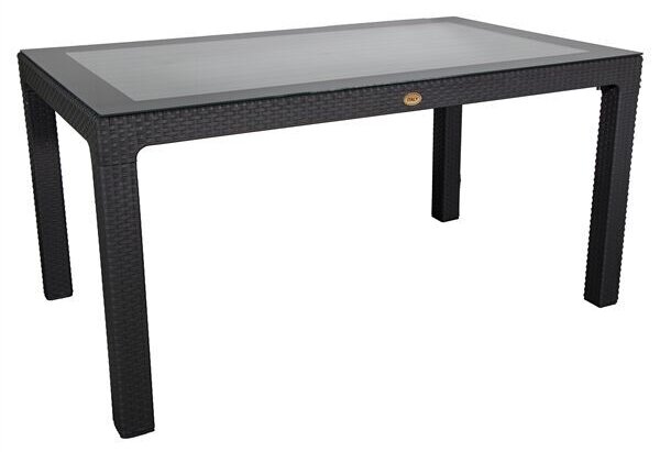 IRIS GF-220A ECO antracit műanyag kerti asztal rattan üveglappal 90x150cm