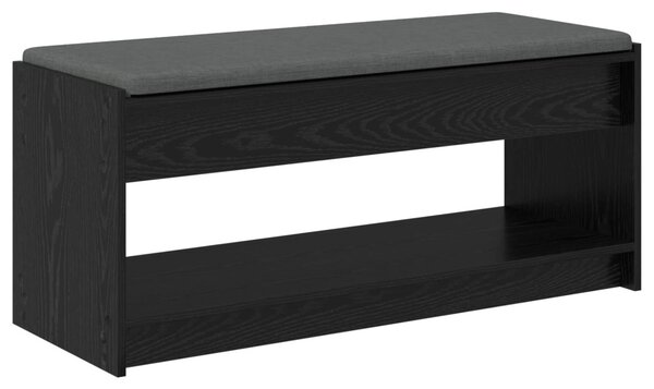 Előtér pad párnával polcokkal Fekete tölgy 103 x 38 x 45 cm