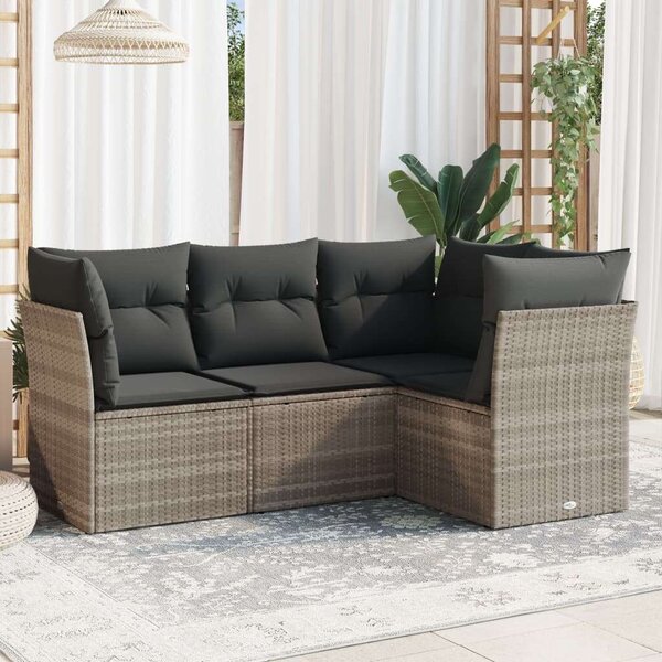VidaXL Polyrattan Kerti Ülőgarnitúra - 4 részes - Világosszürke