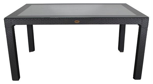 IRIS GF-220A ECO antracit műanyag kerti asztal rattan üveglappal 90x150cm