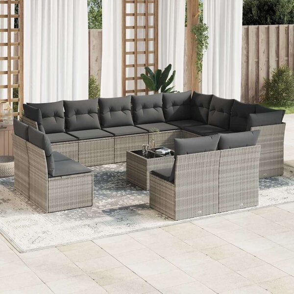 VidaXL Polyrattan Kerti Ülőgarnitúra - 13 részes - Világosszürke