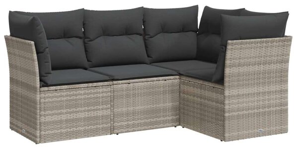 VidaXL Polyrattan Kerti Ülőgarnitúra - 4 részes - Világosszürke