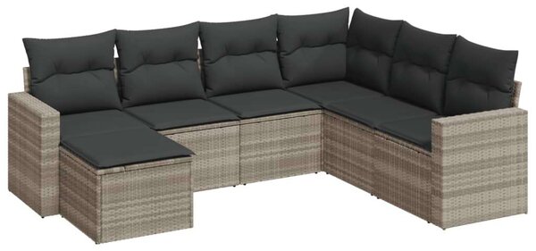 Polyrattan Kerti Ülőgarnitúra - 7 részes - Világosszürke