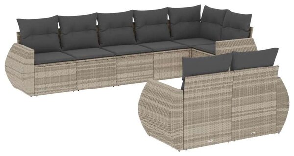 VidaXL Polyrattan Kerti Ülőgarnitúra - 8 részes, Világosszürke