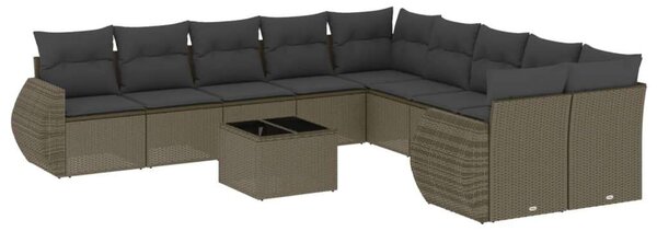 VidaXL Polyrattan Kerti Ülőgarnitúra - 11 részes - Világosszürke