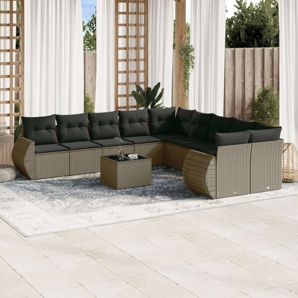 VidaXL Polyrattan Kerti Ülőgarnitúra - 11 részes - Világosszürke