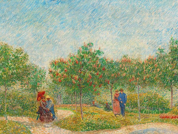 Reprodukció Garden with Courting Couples (Square Saint-Pierre) - Vincent van Gogh, (40 x 30 cm)