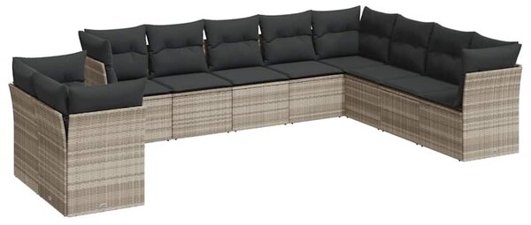 VidaXL Polyrattan Kerti Ülőgarnitúra - 10 részes - Világoszürke