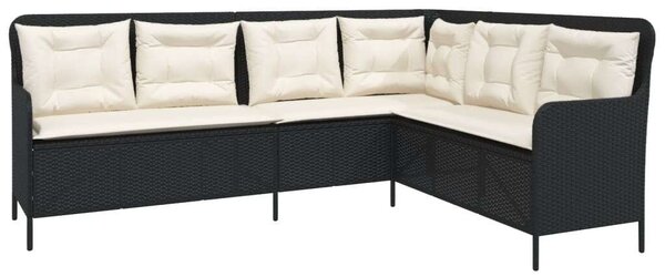 VidaXL 2 részes fekete polyrattan kerti ülőgarnitúra párnával
