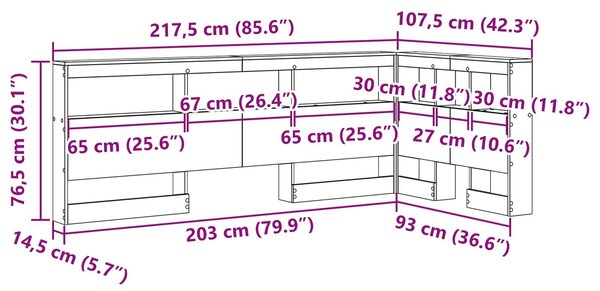 VidaXL Tároló fejtámla polccal, füstös tölgy, 90 cm, kompozit fa