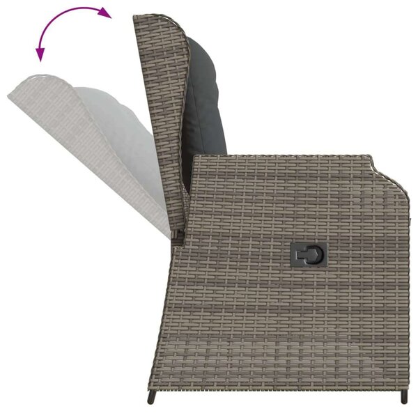 VidaXL Polyrattan Kerti Ülőgarnitúra - 3 részes - Szürke