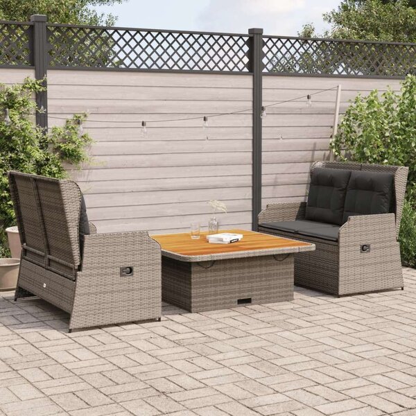 VidaXL Polyrattan Kerti Ülőgarnitúra - 3 részes - Szürke