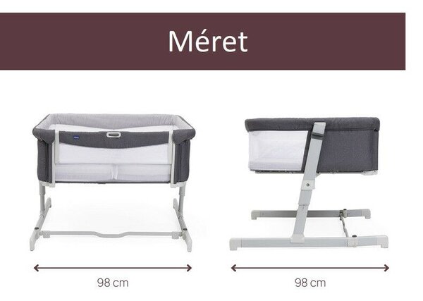 Chicco Next2me Twins iker babaágy felnőttágy mellé is rögzíthető, 0-6 hó - Magnet Grey