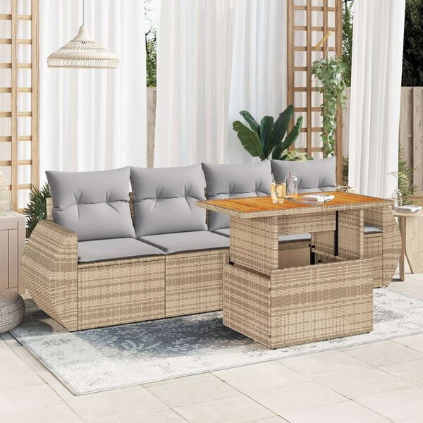 VidaXL Polyrattan Kerti Ülőgarnitúra - 5 részes - Bézs
