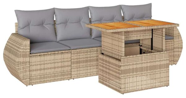 VidaXL Polyrattan Kerti Ülőgarnitúra - 5 részes - Bézs