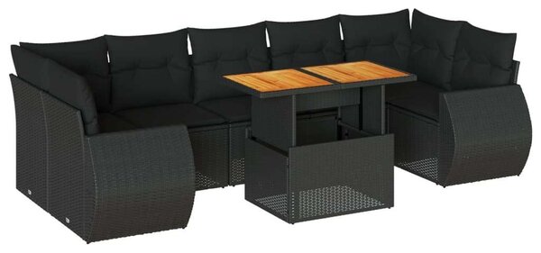 VidaXL 8 részes Polyrattan Kerti Ülőgarnitúra - Fekete