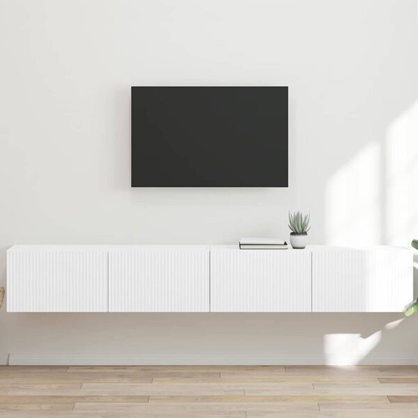 TV Fali Szekrény 2 db Fehér Szerelt Fa