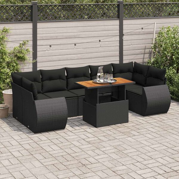 VidaXL 8 részes Polyrattan Kerti Ülőgarnitúra - Fekete
