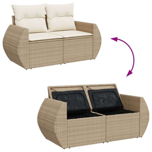 VidaXL 8 részes bézs polyrattan kerti ülőgarnitúra párnával