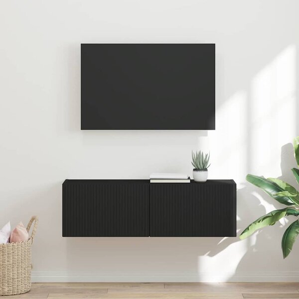 TV Fali Szekrény 98 x 31 x 29,5 cm Fekete Szerelt Fa