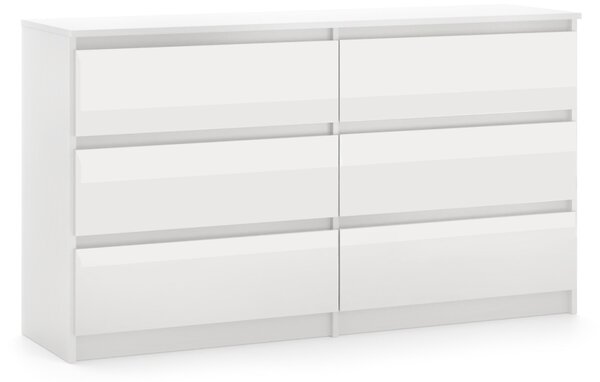 SIMPLE 120 6 fiókos komód fehér/fehér magasfényű