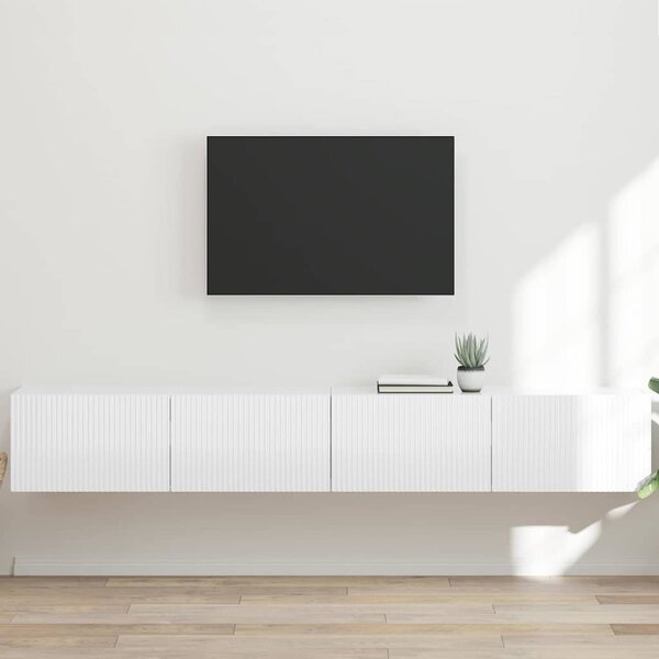 TV Fali Szekrény 2 pcs Fényes Fehér 98 x 31 x 29,5 cm Faanyag