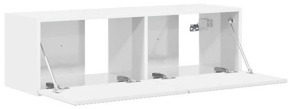 TV Fali Szekrény Fényes Fehér 98 x 31 x 29,5 cm Faanyag
