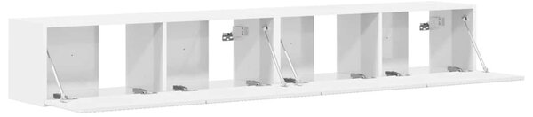 TV Fali Szekrény 2 pcs Fényes Fehér 98 x 31 x 29,5 cm Faanyag