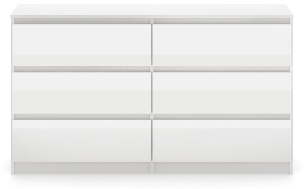 SIMPLE 120 6 fiókos komód fehér/fehér magasfényű
