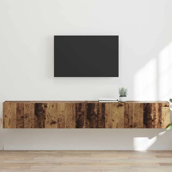 TV Fali Szekrény 2 pcs Öreg fa 98 x 31 x 29,5 cm Faanyag