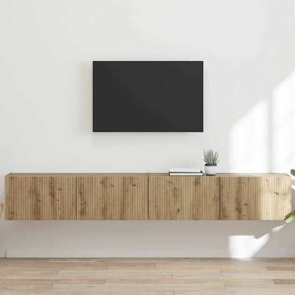 TV Fali Szekrény 2 db Művészi tölgy Szerelt Fa