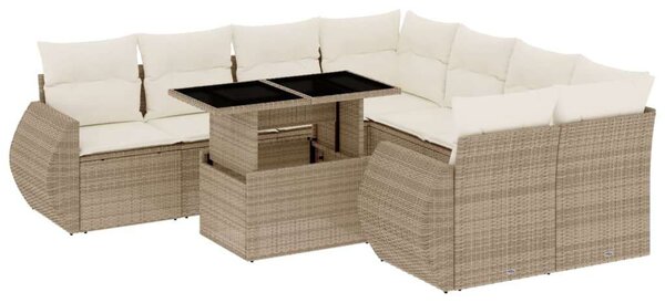 VidaXL Polyrattan Kerti Ülőgarnitúra - 9 részes - Bézs