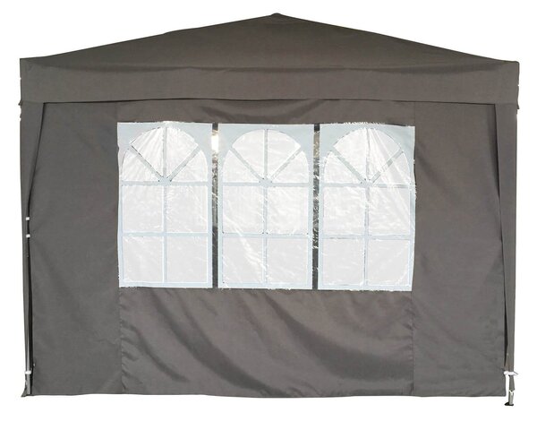 300x300 cm-es összecsukható pop-up kerti pavilon 4 oldalfallal, 210D Oxford vízálló anyagból, állítható magasság 3 fokozatban, szürke